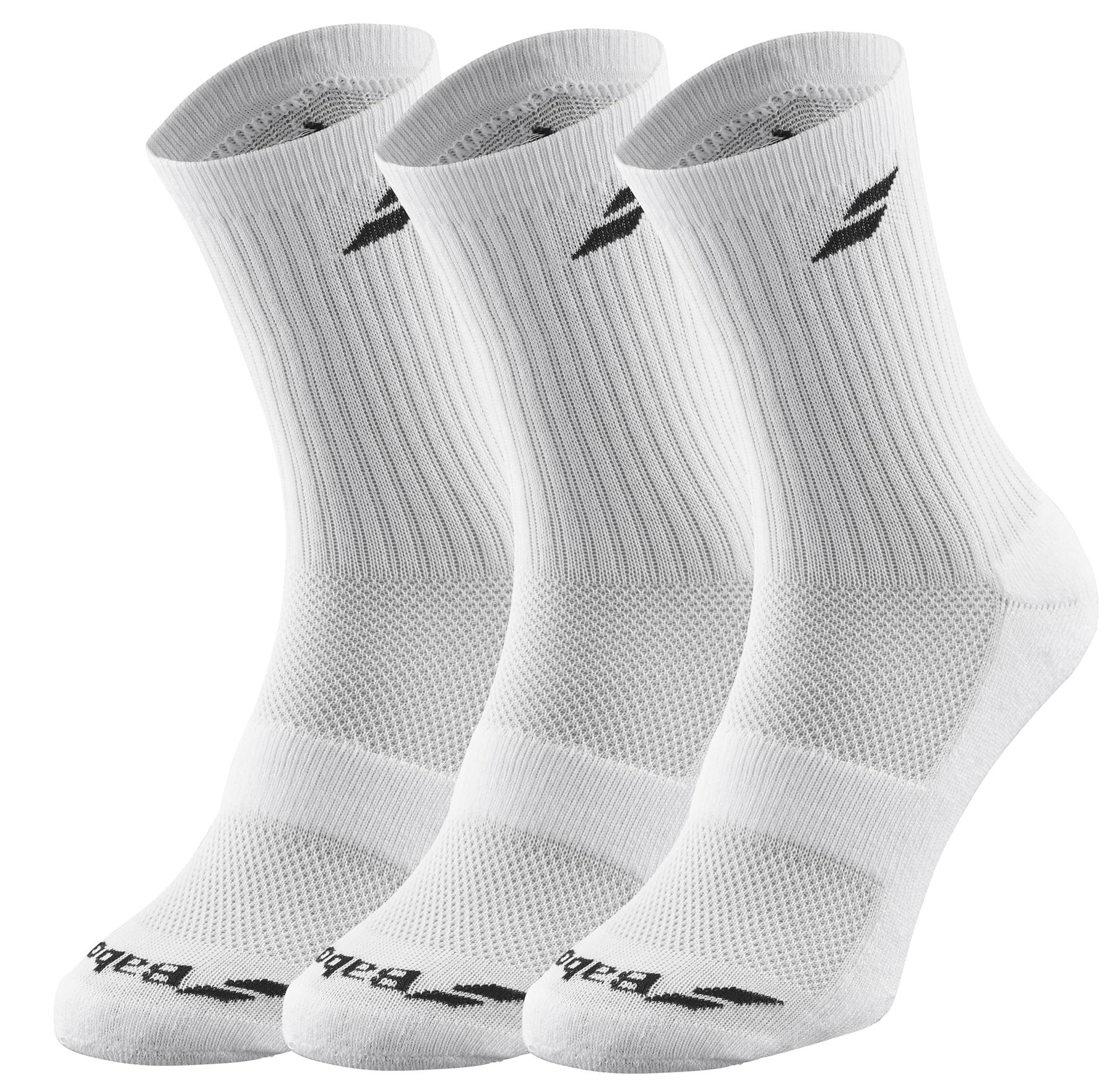 Babolat Long 3 Pack Badminton Socks White