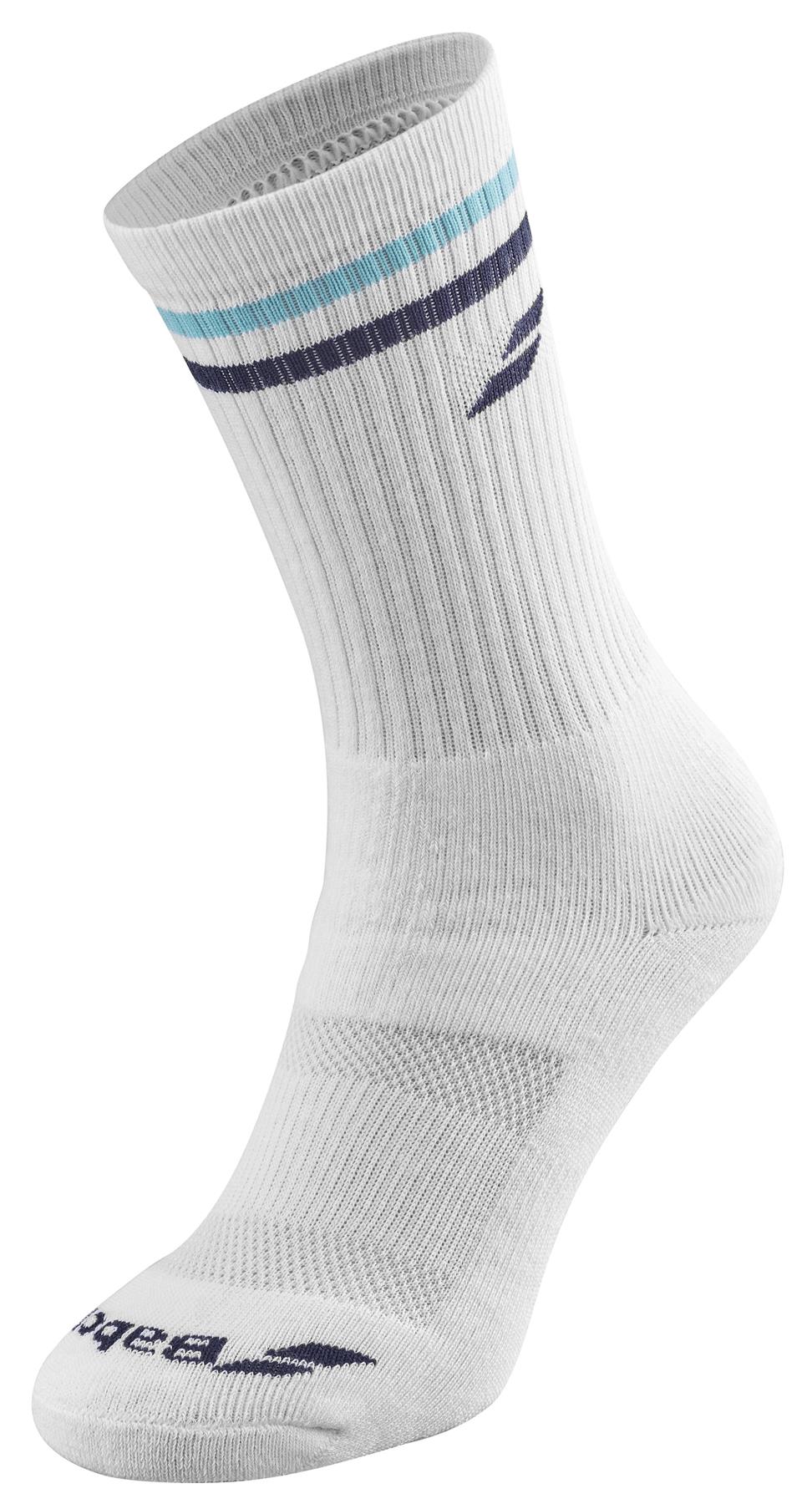 Babolat Mens Team Single Badminton Socks White Estate Blue