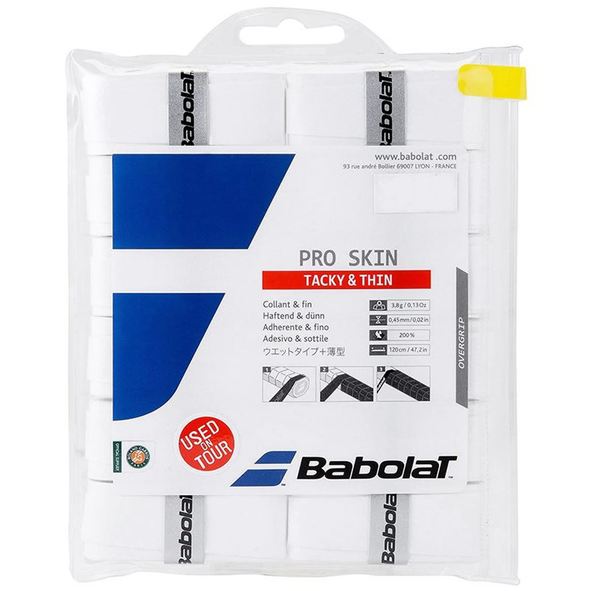 Babolat Pro Tacky Overgrip White 12 Pack Badminton HQ