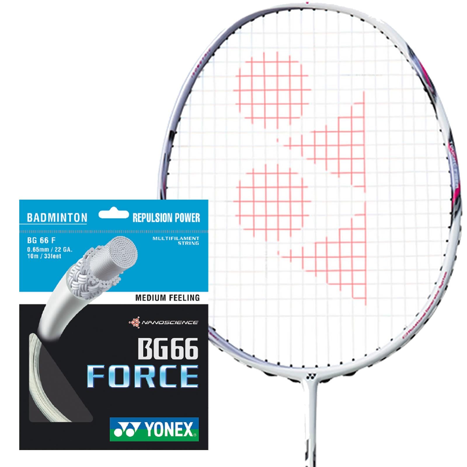 Yonex BG 66 Force Badminton String - 0.65mm White 10m Packet