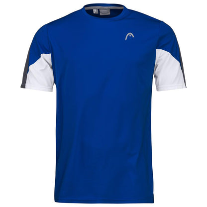 Discover the HEAD Club 22 Men's Tech Badminton T-Shirt in Royal Blue, skillfully crafted for optimal performance. This short-sleeved athletic T-shirt from HEAD features white and gray accents on the sleeves, a small logo on the upper left chest, and is made from moisture transfer microfiber for a smooth and lightweight experience.