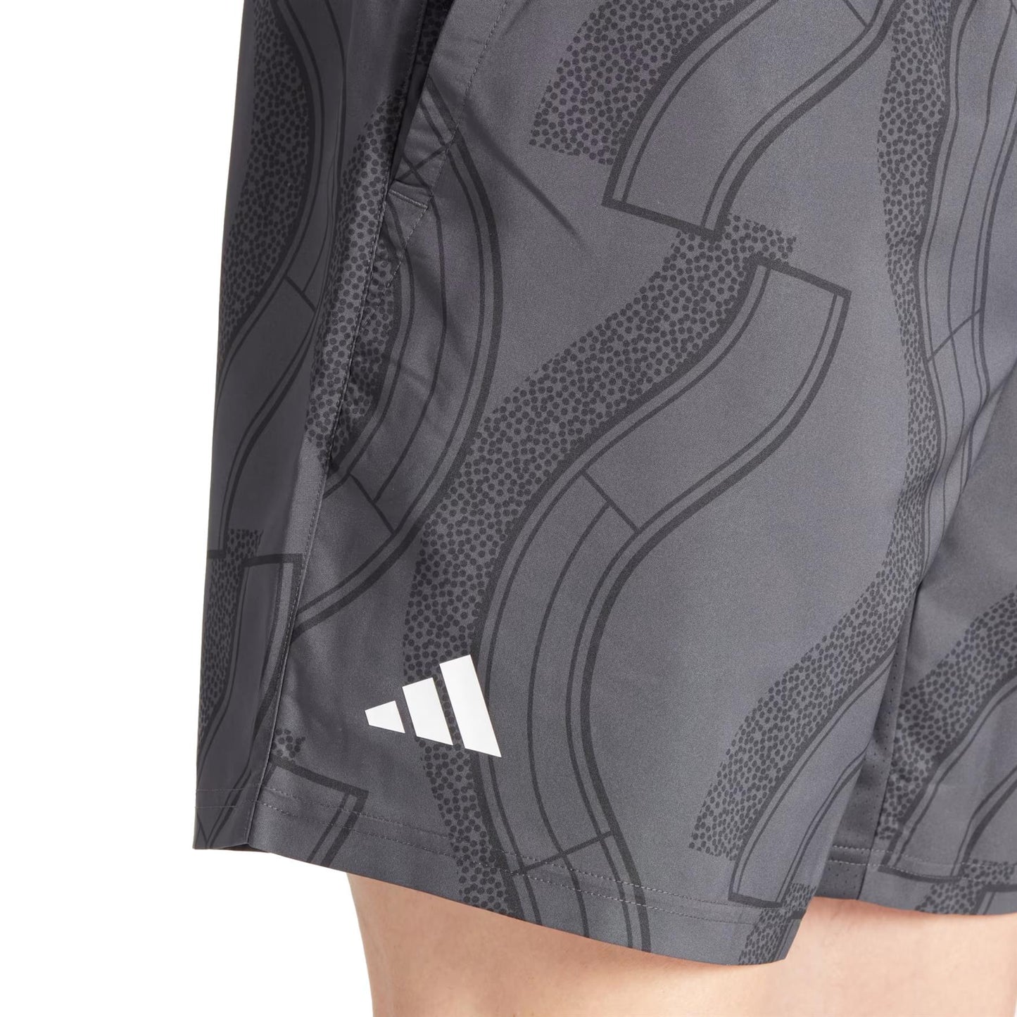 ADIDAS Club Graphic Mens Badminton Shorts - Carbon / Black - Logo