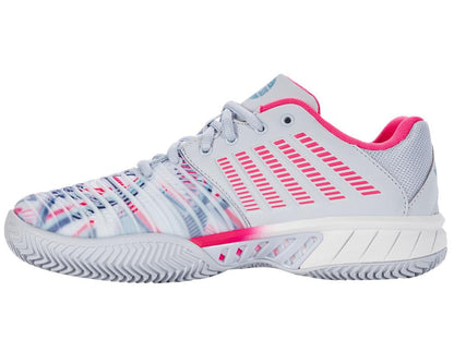 K-Swiss Express Light 3 HB Womens Badminton Shoes - Arctic / White / Neon Pink - Left