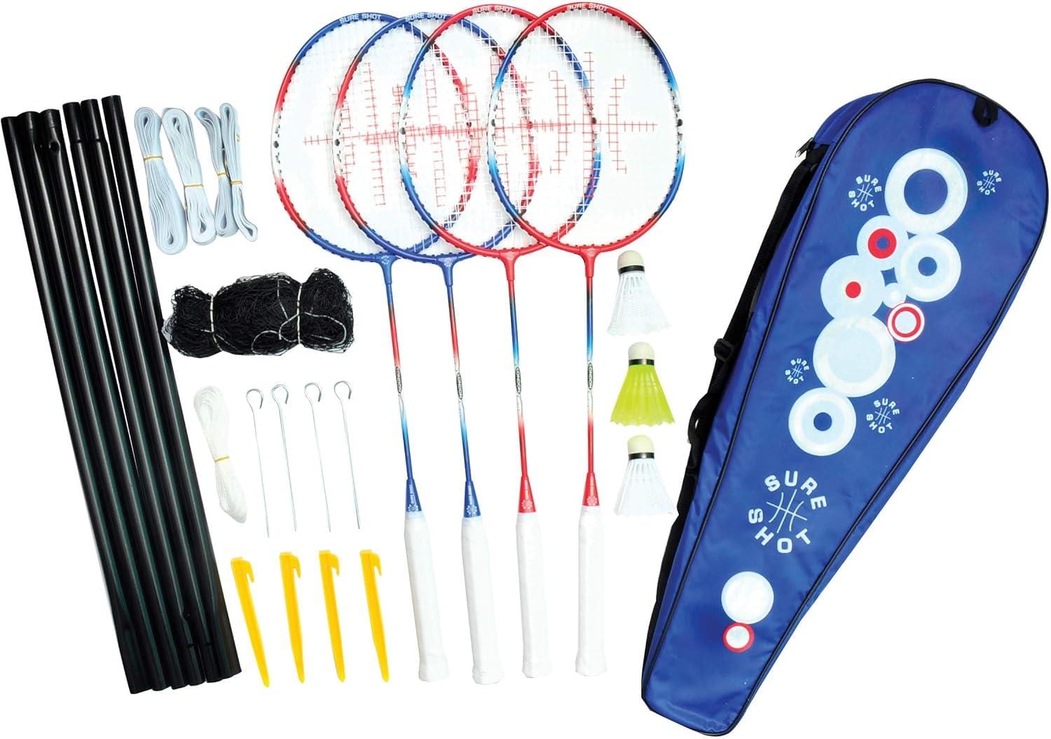 Sure Shot London Family Badminton Racket & Net Set - 4 Rackets ...