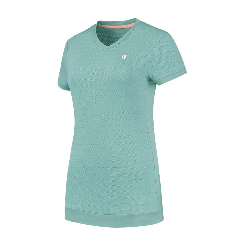 K-Swiss Tac Hypercourt Womens V-Neck Badminton Top - Nile Blue