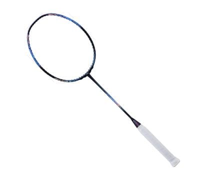 Introducing the Li-Ning Axforce 90 Long Max Badminton Racket in Storm Blue, a sleek piece of sports equipment featuring advanced Li-Ning technologies. This standout design is set stylishly against a pristine white background.