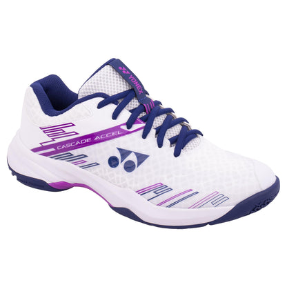 Yonex Power Cushion Cascade Accel Wide Fit Badminton Shoes - White / Purple
