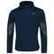 The HEAD Club 22 Men's Tech Hoodie - Dark Blue from HEAD showcases a half-zip front and gray accent panels on the sleeves. With a subtle logo on the chest, this hoodie is designed with Moisture Transfer Microfibre technology for a lightweight and sporty experience.