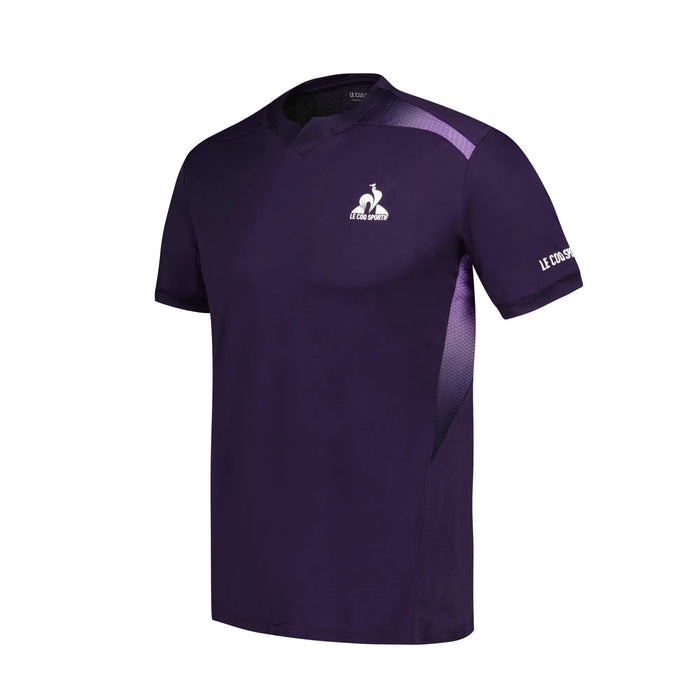 Le Coq Sportif Pro Mens Badminton T-Shirt - Deep Purple - Logo