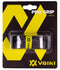 The packaging of the Volkl Pro Replacement Badminton Grip - Black features a sleek black grip with a vibrant yellow band displaying the Volkl logo. Mainly black, it includes striking yellow accents and text, designed to enhance player comfort and improve moisture absorption for optimal performance.