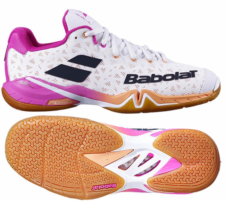 Babolat Shadow Tour Womens Badminton Shoes - White / Pink