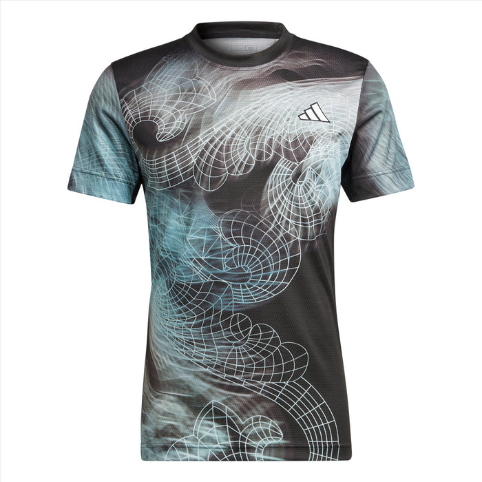 adidas Mens Printed Aeroready Freelift Pro Badminton T-Shirt - Black