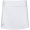 The Babolat Play Women's 2023 Badminton Skirt showcases a sleek, minimalist design with FIBERDRY technology. Its white, slightly A-line silhouette is adorned with a discreet logo on the lower left corner, providing both style and comfort on or off the court.