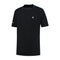 The K-Swiss Tac Hypercourt Double Crew 2 Badminton T-Shirt in Jet Black provides a quality fit and durability, featuring a small white logo on the left chest and a gray reflective strip on the left sleeve. Subtle blue accents at the neckline add style, making it ideal for your next badminton match.