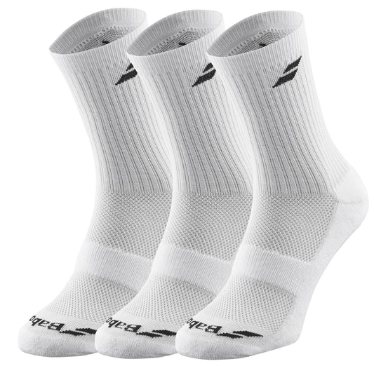 Babolat Long 3 Pack Badminton Socks - White