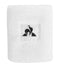 The Le Coq Sportif Sweatband in Optical White showcases a black logo at its center, illustrating a stylized swan with wings forming a circle. This sweatband from Le Coq Sportif effectively absorbs sweat and adds an elegant flair to any athletic outfit.