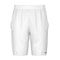 The HEAD Performance Men's Badminton Shorts in white offer a perfect combination of style and functionality, showcasing 4-way stretch fabric with an elastic waistband, side pockets, and the brand name HEAD prominently displayed near the hem.