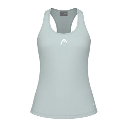 The HEAD Spirit Women's Badminton Tank Top, available in Infinity Blue, features a sleeveless design with a racerback and a small white logo on the front. Enhanced with Moisture Transfer Microfibre MXM technology, this tank top is perfect for staying cool and comfortable during any workout.