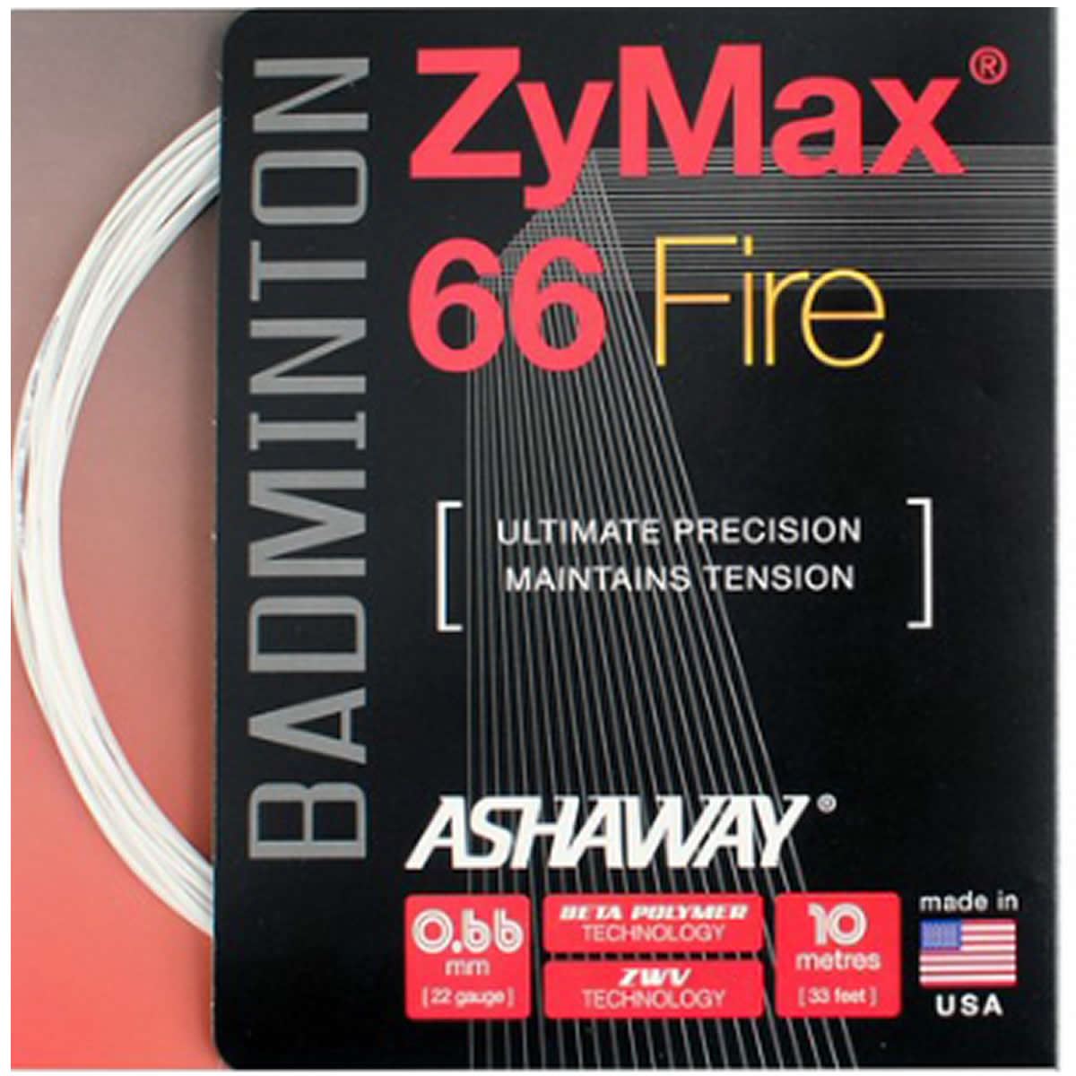 Ashaway Zymax 66 Fire Badminton String White - 066MM - 10m Packet