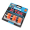 The packaging for the Karakal X-TAK 3 Pack Badminton Overgrips in orange prominently displays the brand name "Karakal" on vibrant orange grip strips. It features specifications such as a "0.6mm - SRF Surface" for excellent tackiness, along with attributes like "Touch," "Pad," and a "Universal Length" ideal for badminton overgrips.