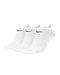 Discover unmatched comfort with the Nike Unisex Ankle Socks - White (3 Pack). Each pair in this trio showcases a subtle black swoosh logo, and is designed to keep your feet dry and fresh throughout the day with its sweat-wicking properties.