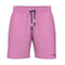 Cyan Pink HEAD Performance Men's Play Badminton Shorts featuring an elastic waistband and black drawstring. They include two front pockets with subtle stitching details and boast Moisture Transfer Microfiber technology along with 4-way stretch for optimal comfort. The brand name "HEAD" is printed in black on the bottom left.