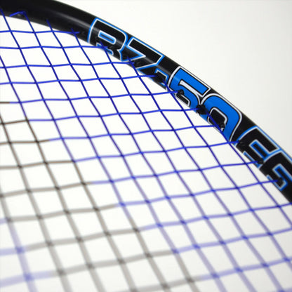 Close-up of a Karakal BZ 50 2.1 badminton racket's head, highlighting the strings and part of the frame with the model number "BZ-50" in blue text. The strings form a grid pattern against the white background.