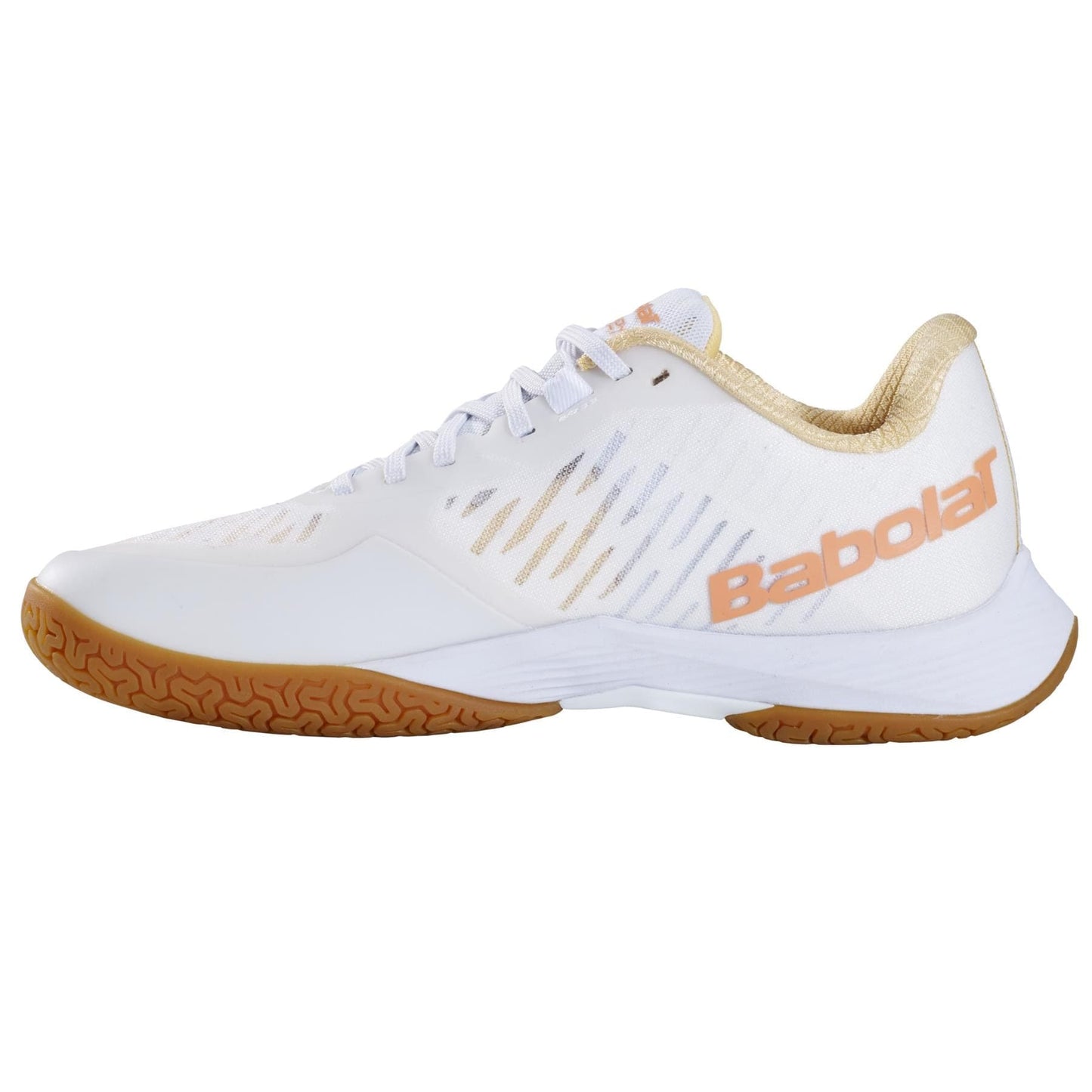 Babolat Shadow Tour 5 Womens Badminton Shoes - White / Yellow - Left