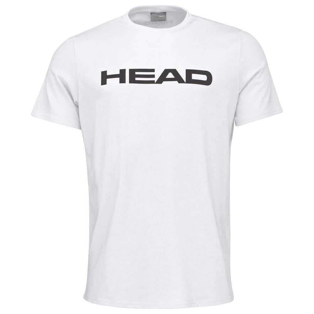 The HEAD Club Basic Men's Badminton T-Shirt in white showcases a prominent HEAD logo across the chest, blending polyester and cotton for a chic and comfortable ensemble.