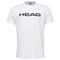 The HEAD Club Basic Men's Badminton T-Shirt in white showcases a prominent HEAD logo across the chest, blending polyester and cotton for a chic and comfortable ensemble.