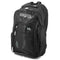 The Karakal Pro Tour 30 2.1 Badminton Backpack in black and white is equipped with numerous compartments and zippers, including a specialized "Wet/Dry" section. Its design includes silver text and logos, padded shoulder straps for added comfort, along with convenient side pockets for extra storage.