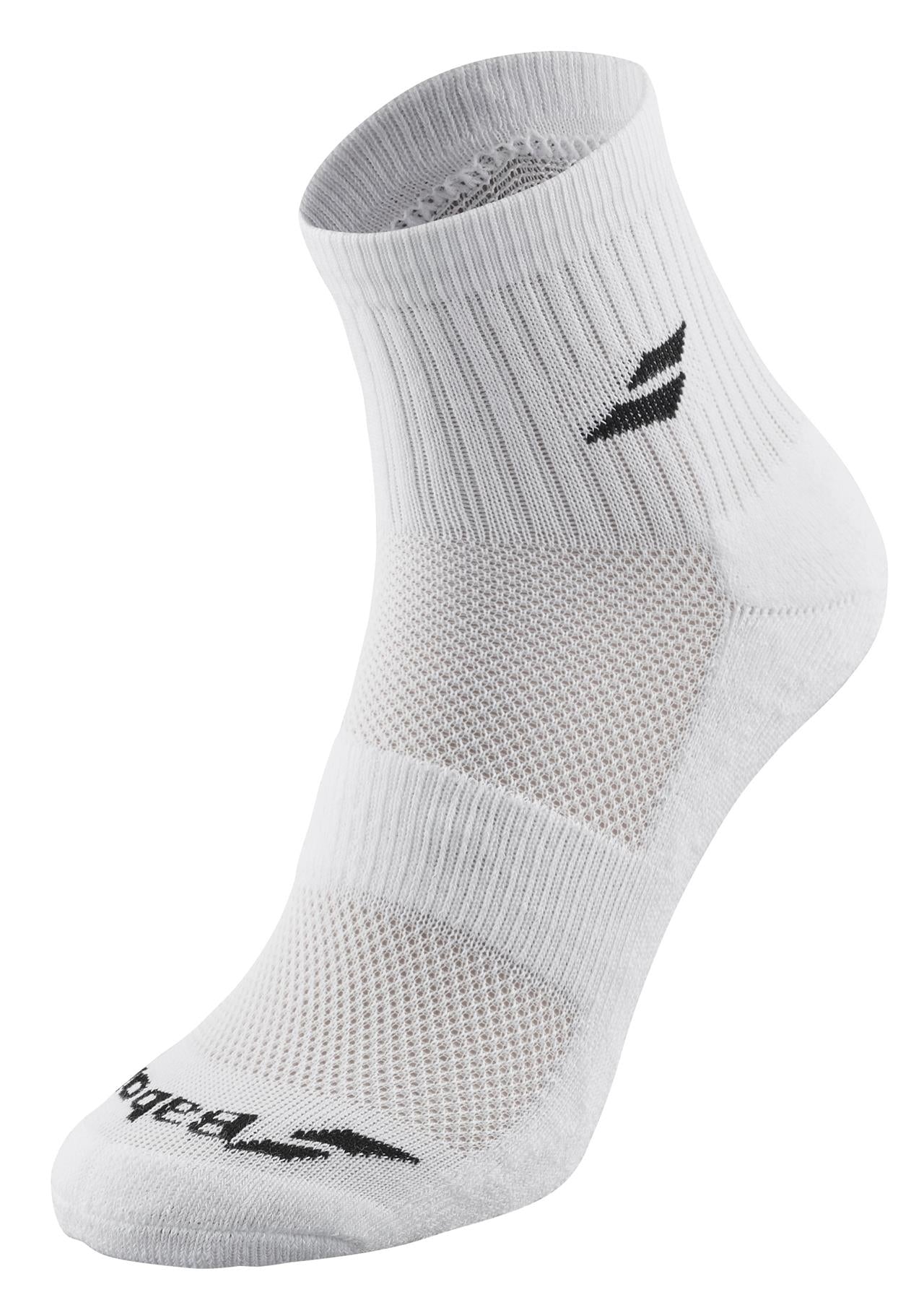 Babolat Quarter 3 Pack Badminton Socks White Badminton HQ