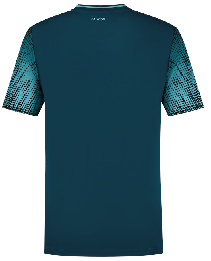 K-Swiss Hypercourt Print Crew 3 Badminton T-Shirt - Blue Opal