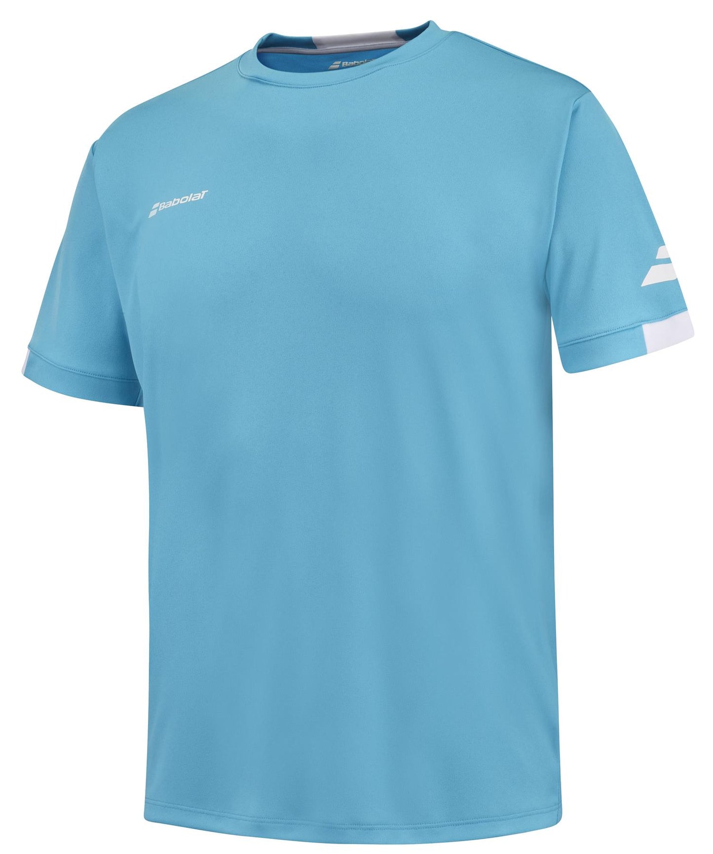 Babolat Play Mens Crew Neck Badminton T-Shirt - Cyan Blue - Angle