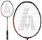 The Ashaway Viper XT 1600 Badminton Racket in Black Orange features a black frame highlighted with red accents and a white mesh, with the string pattern creating the letter "A" at its center. Equipped with Viper Weave technology, the handle is designed in black with white text, ensuring precision and agility on the court.