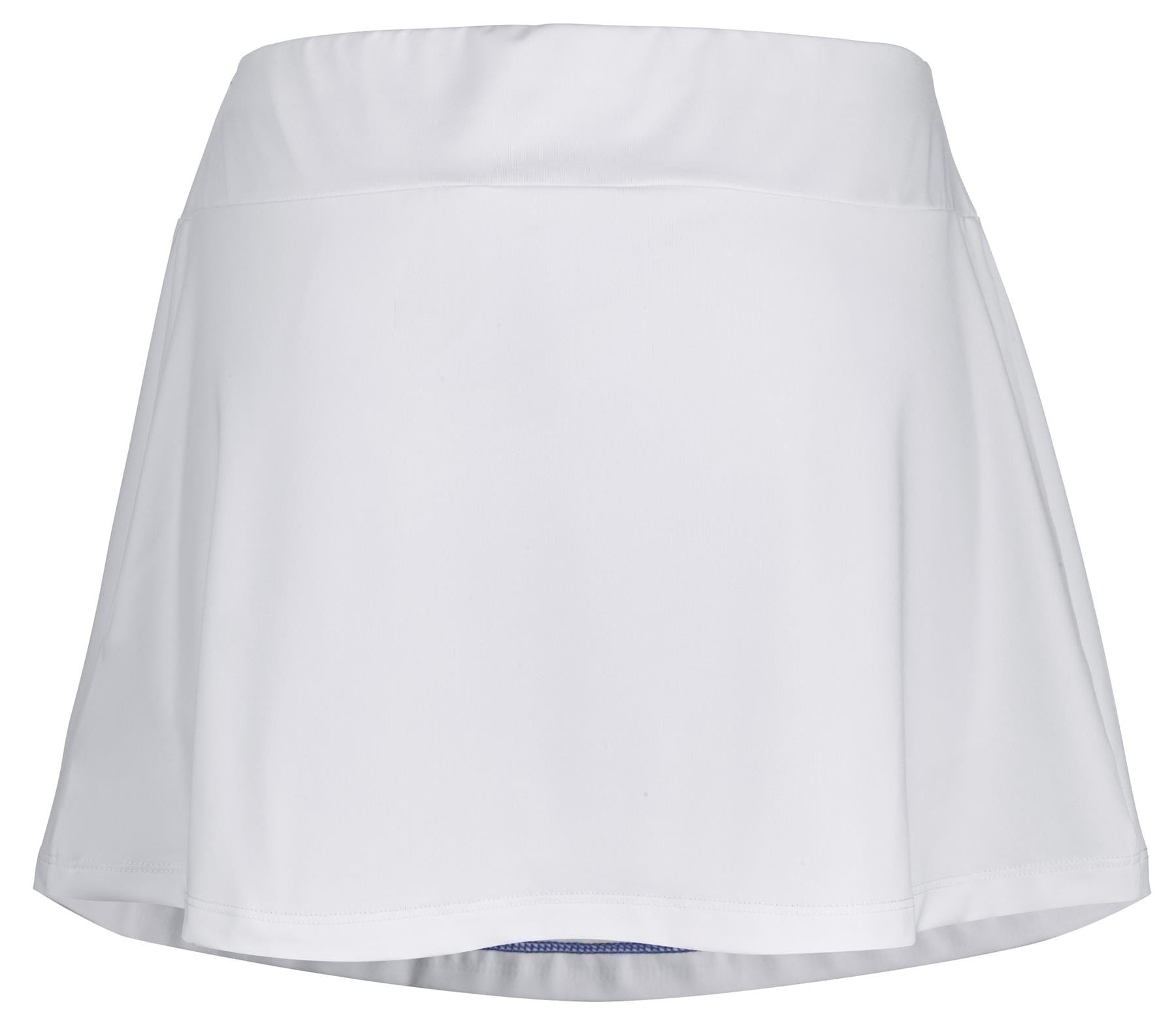 The Babolat Play Women's Badminton Skirt in white features a wide waistband and is crafted from smooth, lightweight Fiber Dry fabric. Ideal for sports activities, this skirt combines simplicity with elegance.