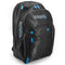 The Karakal Pro Tour 30 2.1 Badminton Backpack, developed by Karakal, features a 30-litre capacity ideal for sports or travel needs. Its sophisticated black color is highlighted by blue zippers and logos. The backpack includes multiple compartments with two practical side pockets, ensuring convenient and efficient organization.