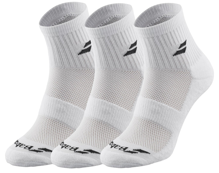 Babolat Quarter 3 Pack Badminton Socks White