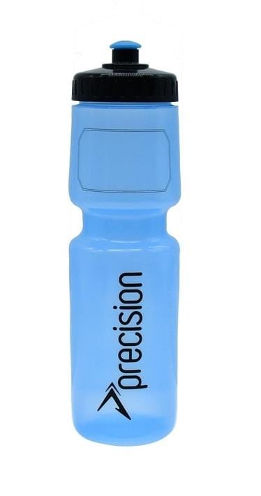 Introducing the Precision 750ml Water Bottle - Blue, a must-have sports essential designed by Precision. This blue bottle features a stylish black lid and proudly displays the "Precision" logo in an elegant vertical print. With its convenient screw top design and push-pull spout, it ensures easy access to hydration for those always on the move.