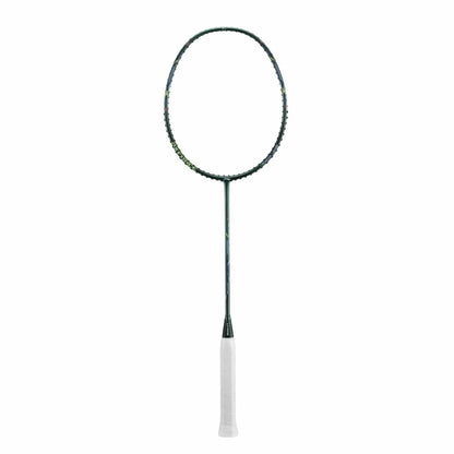 The Li-Ning Axforce Cannon Badminton Racket, a product of the renowned brand Li-Ning, showcases high carbon technology in a sleek design with a black frame and white grip. It stands upright against a plain white background, expertly crafted for offensive play.