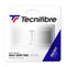 The Tecnifibre Wax Feel Replacement Badminton Grip - White highlights its advanced Wax Grip technology, offering features like "Wax Grip Feel" and "Strong Tackiness." This badminton grip boasts a 1.8 mm thickness and a stylish design in white, accented with blue and red branding elements.