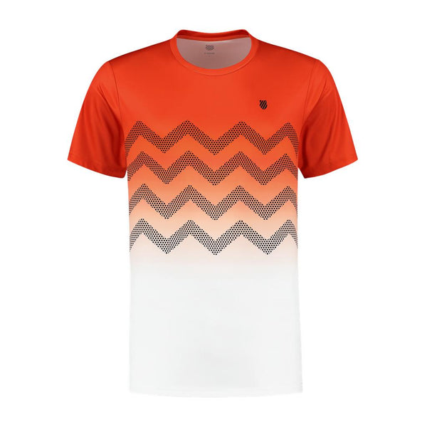 K-Swiss Hypercourt Print Crew 2 Mens T-shirt - Orange / White