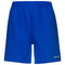 HEAD Club Men's Badminton Shorts in Royal Blue feature an elastic waistband and display the "HEAD" logo in white on the lower right leg. Made with advanced MXM Technology, these shorts utilize efficient moisture transfer microfiber fabric to ensure comfort. They are showcased against a plain white background.