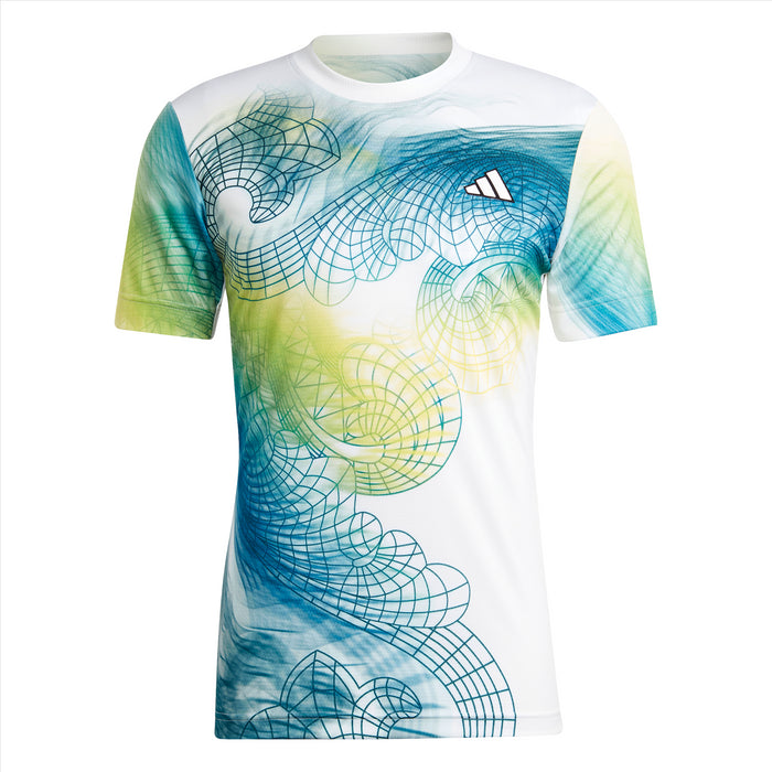 adidas Mens Printed Aeroready Freelift Pro Badminton T-Shirt - White