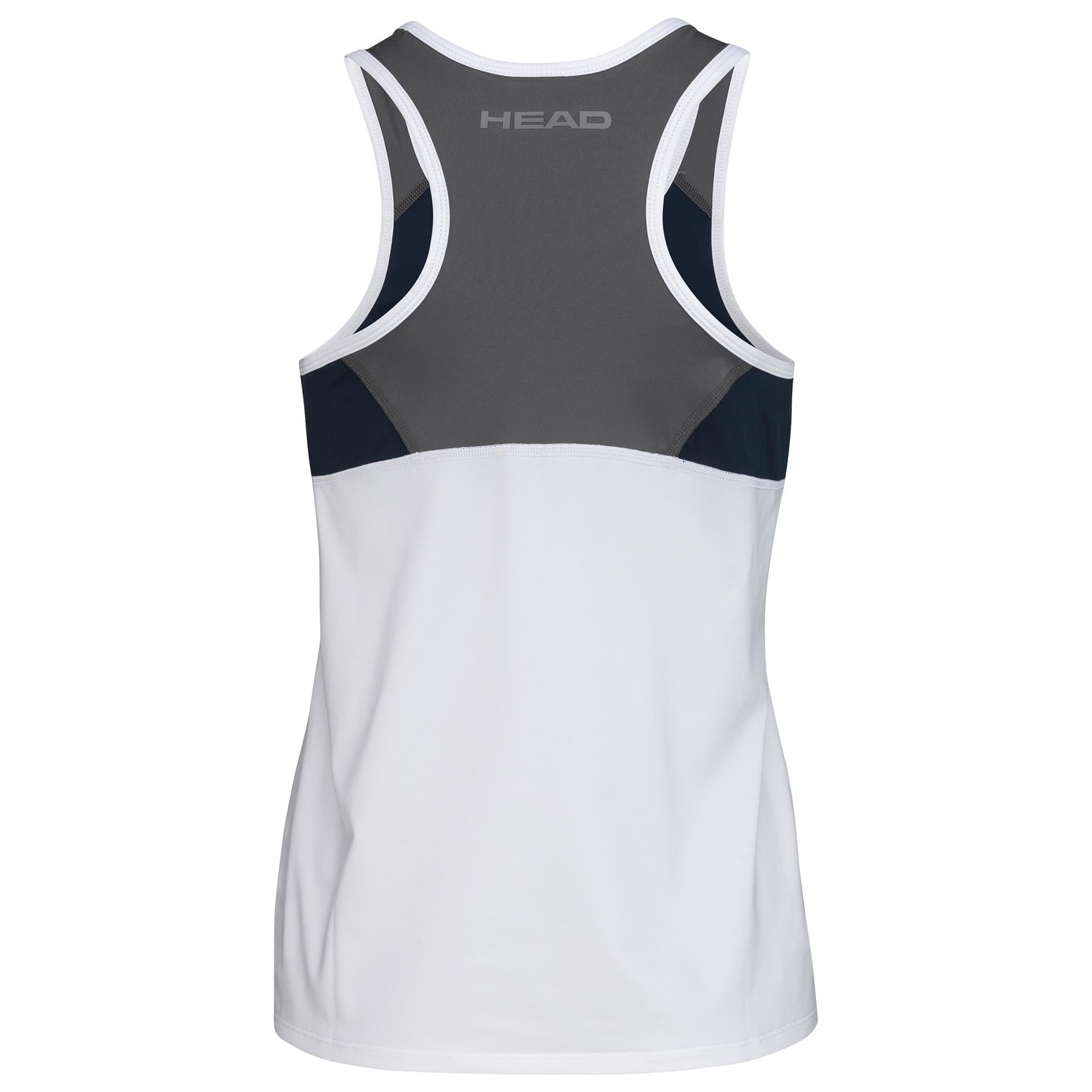 HEAD Womens Club 22 Badminton Tank Top - White / Dark Blue - Rear