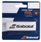 Explore the Babolat Syntec Team X1 Replacement Badminton Grip, designed to offer superior feel and improved racket feedback. It features a modern white style with the black Babolat logo and is packaged in a blue and white blister pack. This thin grip highlights orange accents along with information about reducing grip size.