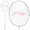 Presenting the Li-Ning Axforce 60 4U Badminton Racket in a sophisticated white finish. This racket showcases a striking orange design on its grid-patterned strings. The slim handle and slightly oval head are designed to boost your performance, while advanced FRTP technology guarantees exceptional playability.