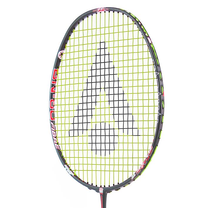 Karakal BN-60 Fast Fibre Badminton Racket - Black / Red- Angled