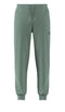 The ADIDAS Melbourne Mens Pro Badminton Pants in green, by adidas, showcase a minimalist design highlighted with a small black logo on the upper left side. With ankle cuffs and subtle stitching below the knee, these pants are ideal for an active lifestyle.