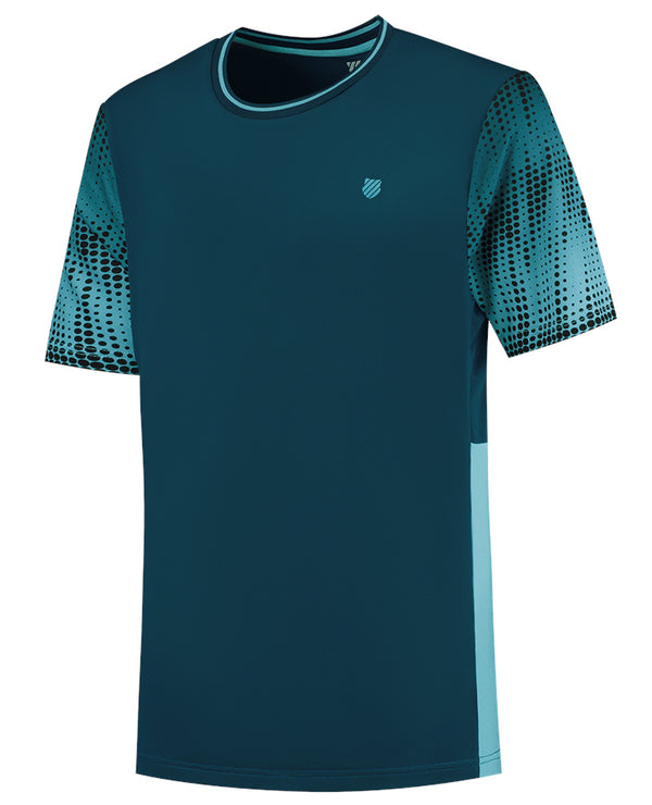 K-Swiss Hypercourt Print Crew 3 Badminton T-Shirt - Blue Opal ...